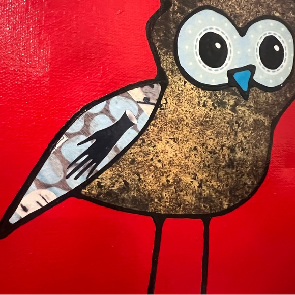 Owl art collage painting